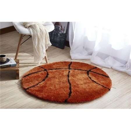 Sports Theme Shaped Hand Tufted Extra Soft Shag Area Rug (36-in Diameter)